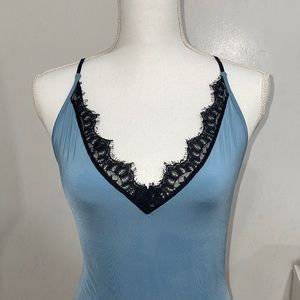 F21 Blue Bodysuit with Lace Detailing